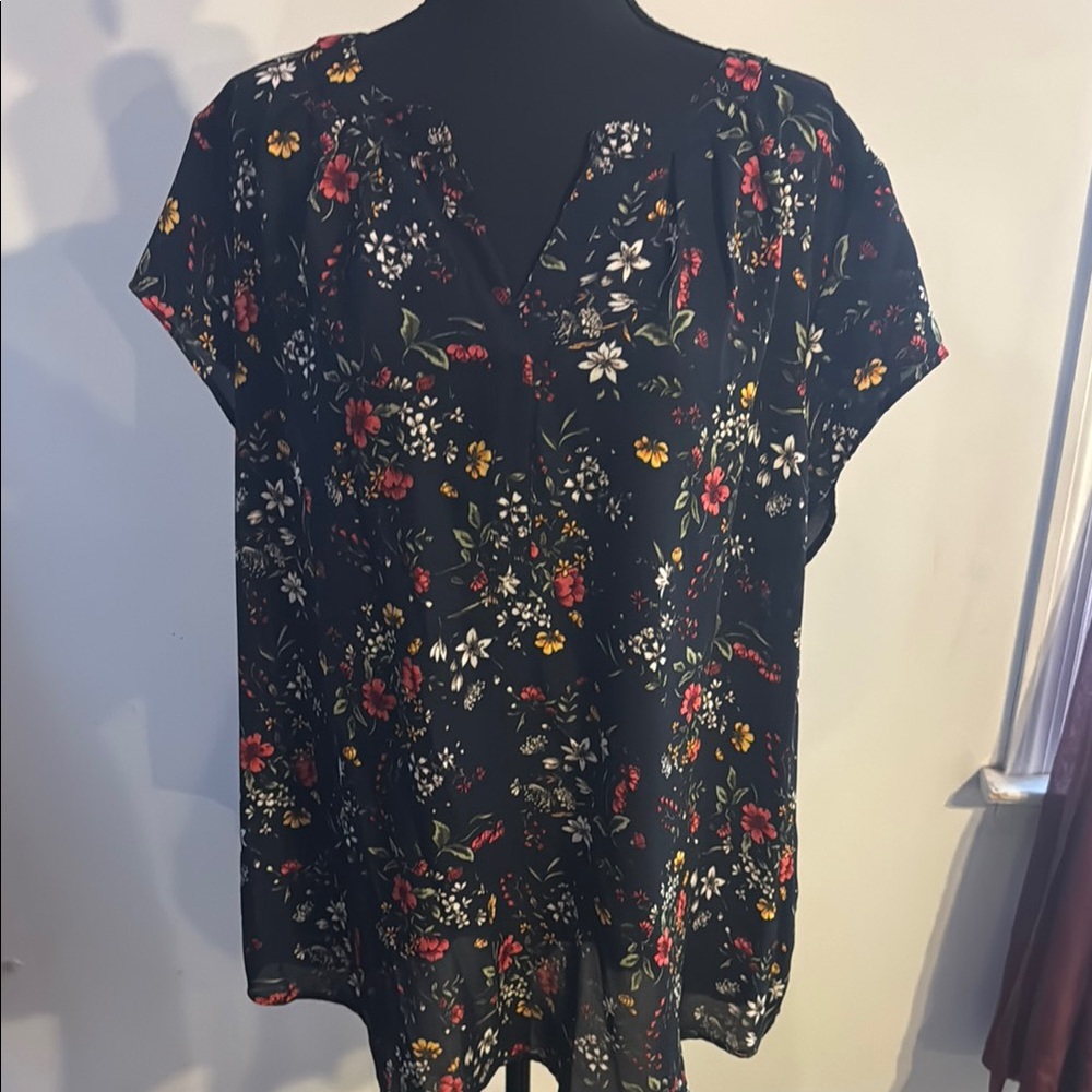 Papermoon Black V-Neck Flutter Sleeve Blouse